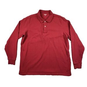 Land's End Men's XLT Red Polo Traditional Fit Cotton LS SEE DESCRIPTION
